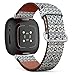 CJBROES Replacement Leather Watch Band, Compatible with Fitbit Versa 3 and Fitbit Sense of Wristband Bracelet Accessory - tie Design