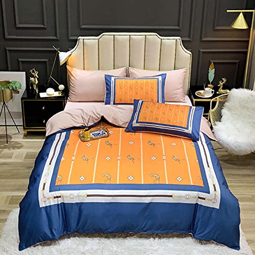 Exlcellexngce Funda Nordica Cama 90 Juveniles,Sábanas de Seda, Bordadas, Mano Lisa, alergeno bajo, Fresco, Lujoso, Software de Cama de Lujo, Regalo de cumpleaños Casado-S_Cama de 2.0m (4pcs)