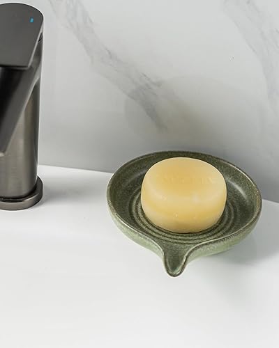 Miniatura 8 de Jaboneras de cerámica, jabonera de ducha con diseño de cascada, soporte de jabón autodrenante para ducha, baño, fregadero, cocina y encimera, color