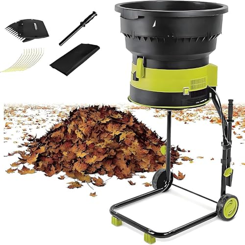 Trituradora eléctrica sin cuchilla, 2500 W, con ruedas y funda, tolva de 54 cm de ancho, para agujas de paja y escombros de jardín, cable de alimentación de 50 m para un uso fácil