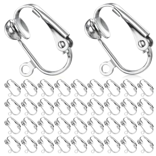 Bememo 36 Pack Clip Earring Converters for Jewelry Making,Silver