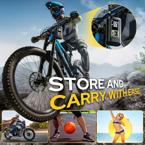 Tire Inflator Portable Air Compressor for Car Tires, 150PSI Digital Tire Pump with Gauge, LED Light, Auto Shut-Off, Fast Bike Air Pump for Car Tires, Motorcycle, Bike, Balls, Emergency Use - Image 7