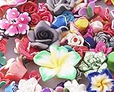 100pcs Mixed Size and Style Polymer Clay Flower for DIY Craft