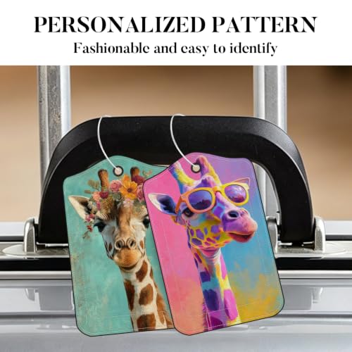 Image of Rainbow Giraffe & Flower Crown Giraffe Luggage Tags 2 Pack
