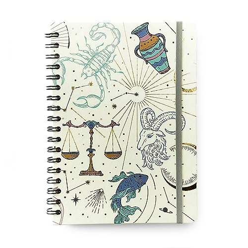 Caderno Espiral Astral Pautado 17X24 Cartas Do Zodíaco Branco, Cicero