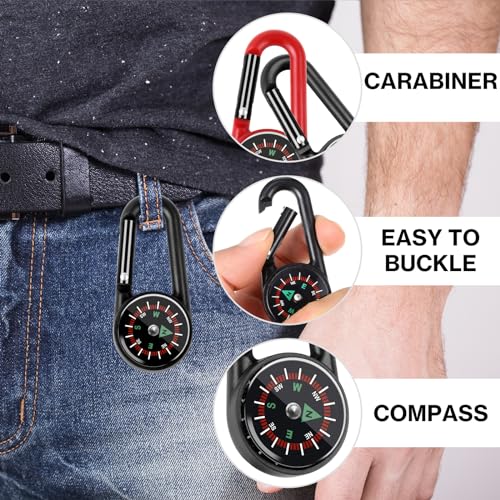 12-PCS-Small-Keychain-Compasses-Compass-Carabiners-Bulk-Small-Pocket-Magnetic-Compass-Keychain-Survival-Compass-Hiking-for-Kids-Outdoor-Survival-Camping-Party