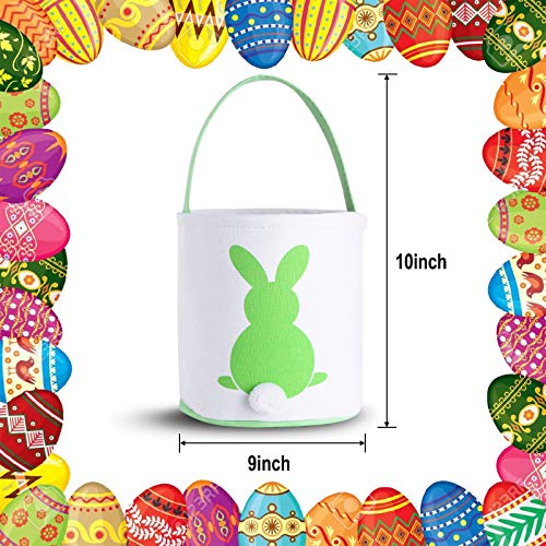 Yuboa Bunny Basket Canvas Bags and Easter Burlap Banner,2 Pcs Bunny burlap banner +3 Pcs Rabbit Hunt Bags Easter Egg Basket Bucket Tote Gift Candy Stuffer For Kids Toddlers Boys Girls.