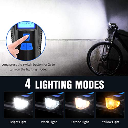 image for AOPOY LED Bicycle Light Set, USB Rechargeable Bike Light Set with Free