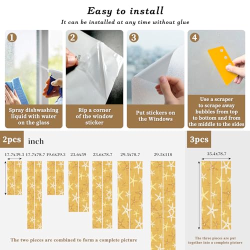 Window Privacy Film Vintage Ginger Yellow Starfish 17.7 x 39.3 miniatura 6