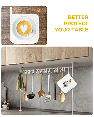 Cow Pig Sheep Chicken Pot Holders For Kitchen, Simple White Backdrop Pot Holder With Loop Trivet Heat Insulation Oven Mitts Hot Pads, Washable Potholders For Cooking Backing 2 Pack #TOP5