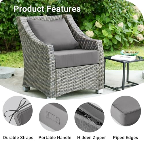 Image of IPYNBAP Outdoor Cushions for Patio Furniture,Outdoor Seat Cushion Set 24 x 24 x 5.75 Inch,Waterproof & Fade Resistant Outdoor Chair Cushions,Deep Patio Chair Cushion with Removable Cover,Dark Grey