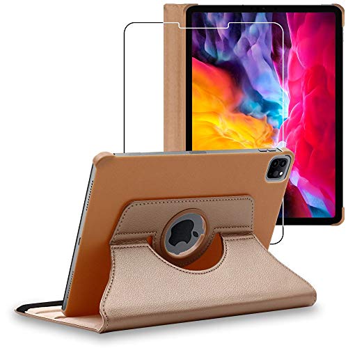 ebestStar - Coque pour iPad Air (2020) 10.9, iPad Air 4 Apple, Etui Rotatif 360, Housse Protection PU Cuir, Or/Doré + Verre Trempé