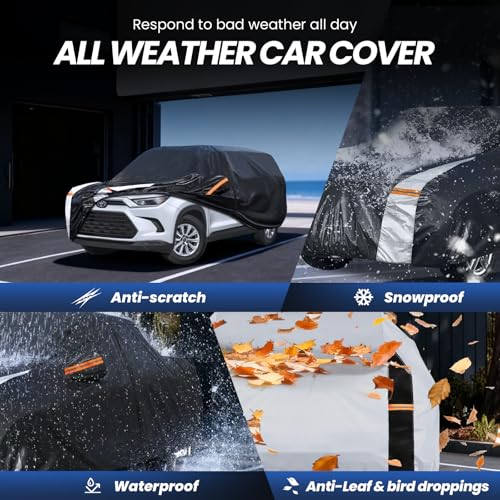 Image of Multi-Layer Car Cover Custom Fit for Toyota Grand Highlander(2013-2026), 100% Waterproof All Weather for Automobiles, Gift with Towel, Heavy Duty Car Covers for Rain Sun UV Protection With Door Zipper
