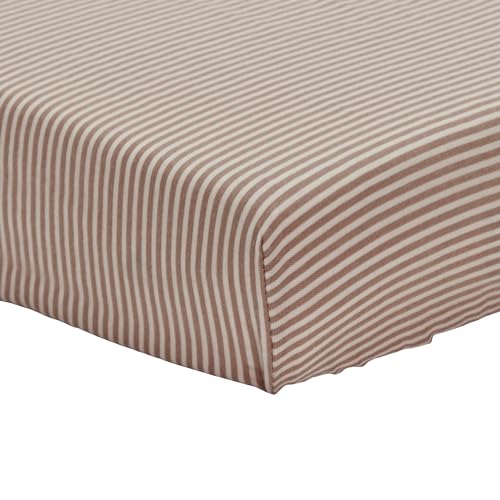 Image of Crib Sheets - Organic Cotton Muslin Fitted Crib Sheet - Standard Size for Baby Boy and Baby Girl 28 inch x 52 inch Ultra-Soft and Breathable. (Natural Stripe)