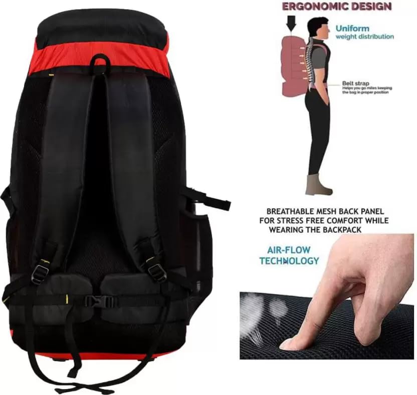 Image of SB Collection 60 L Hiking Rucksack, Water Repellent 600D Oxford Canvas, Unisex Trekking and Camping Travel Bag