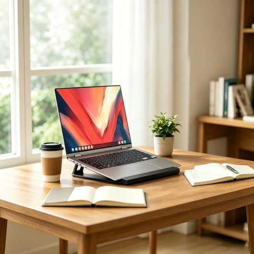 Image of Laptop Stand for Desk ABS+Metal Portable Computer Riser Notebook Holder Printer Stand Office Desk Accessories Compatible with MacBook Air, Pro, Dell, HP, Lenovo and All 10-17 inch Laptops