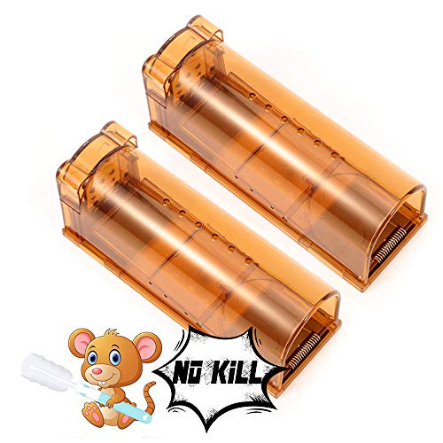 Aken 2X Mausefalle Lebend, Mausefalle Kastenfalle Wiederverwendbare Lebendfalle, No Kill Tierfreundliche Mäusefalle mit Lebendfang für Küche, Haus, Garten Umweltbewusst Kastenfalle Mäuse fangen