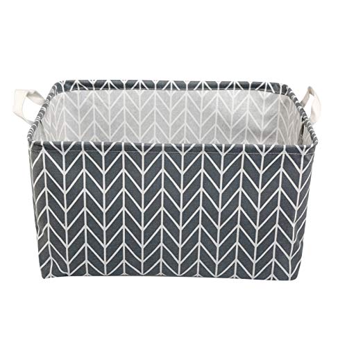 Ballery Cestas de almacenamiento, Cestas de Tela Plegable Caja de Almacenamiento de Tela con asas Contenedor de almacenamiento para Hogar Oficina Estanterías Armarios Ropa Juguetes y mas (Flecha gris)