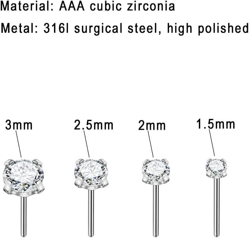 FANSING Surgical Steel Threadless Push Pin Labret Studs - Image 5