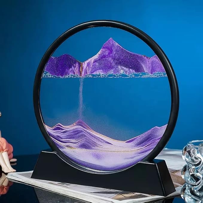 Image of Redvant Moving Sand Art Picture Glass Liquid Painting 3D Natural Landscape showpieces for Home Decor Antique Gifts for Kids Office Desktop Decoration Desk Table Decorative Items (Maroon Sky)