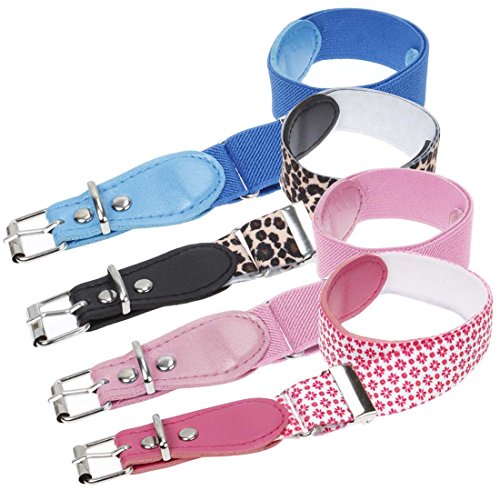 Bundle Monster 4pc Adjustable Elastic Band Girls Fashion Stretch Belts - Set 1, Diva in Training