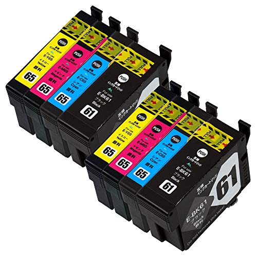 Amazon.co.jp: EPSON エプソン 互換インク 61/65全色顔料 4色×2=8本