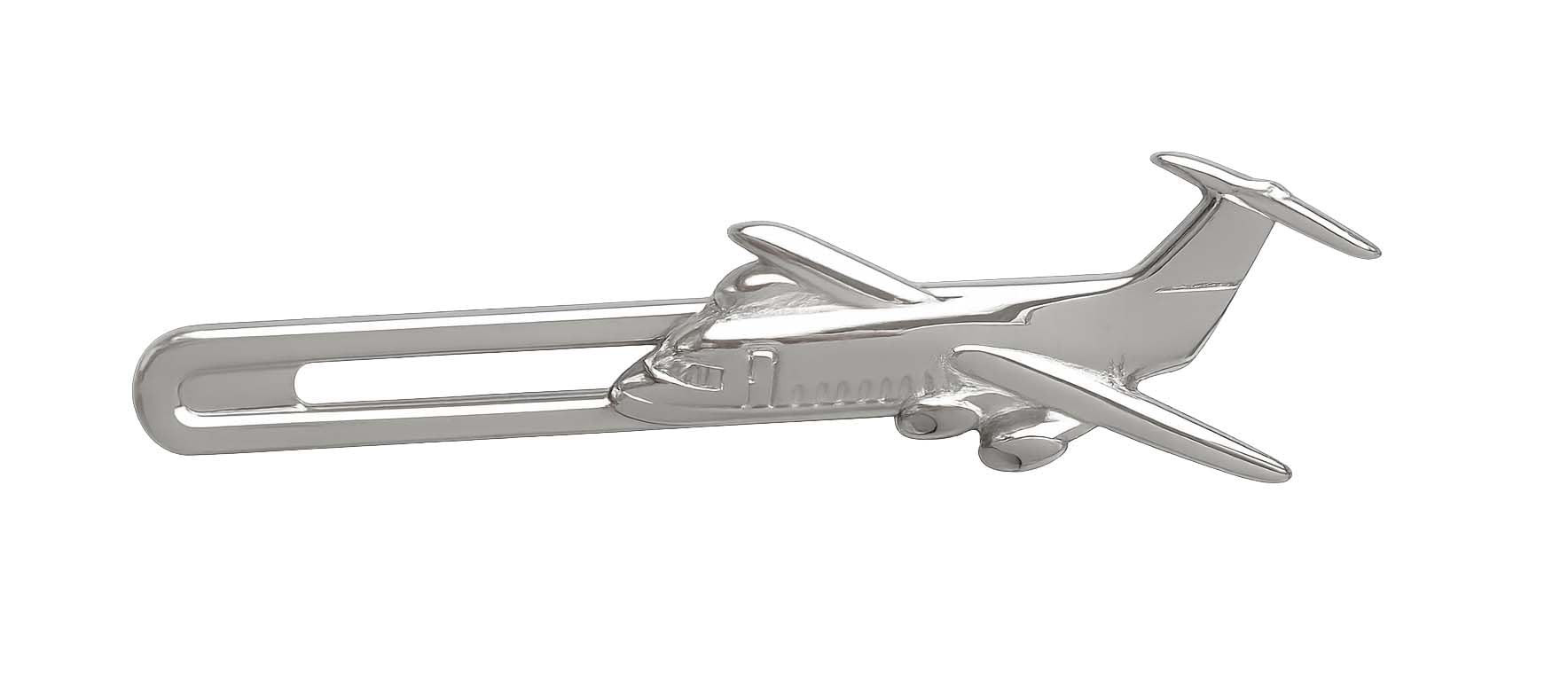 Krawattennadel Flugzeug silbern glänzend ca. 7,2 cm m.i. Germany + Geschenkbox Accessoire für die Seidenkrawatte
