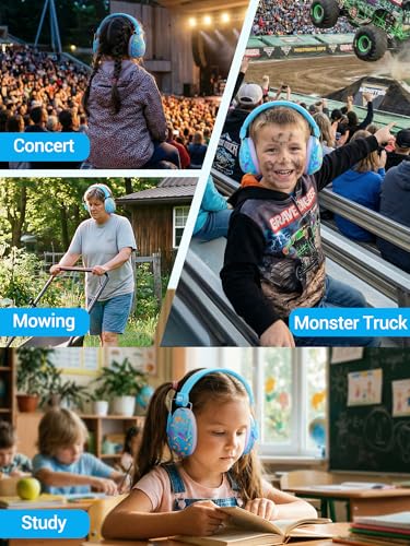 Image of Dr.meter Kids Ear Protection for Monster Jam, Noise Cancelling Headphones for Kids Autism Sensory, Noise Reduction Ear Muffs for Track, Concerts, Fireworks, Mowing Hearing Protection Earmuffs