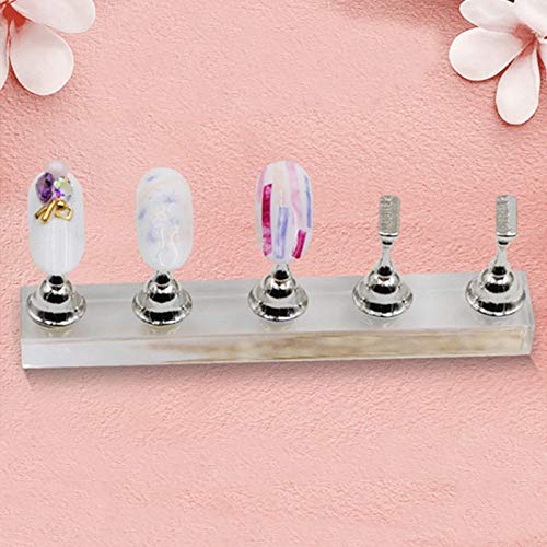 Magnetic Acrylic Manicure Tools Nail Practice Hand Nail Exercises Pedestal Nail Supplies Nail Tips Display Stand (Silver) image 3
