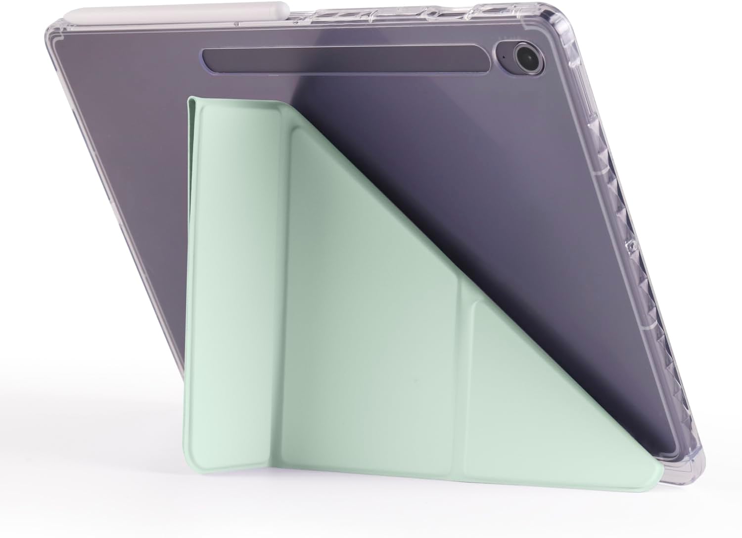Compatible with Samsung Galaxy Tab S10 FE +/S10 FE Plus 13.1 inch 2025 Case with Pencil Holder,Model SM-X620 Smart Magnetic Stand Cover Shockproof Cover Hard PC Translucent Back Case(Ligth Green) image 2