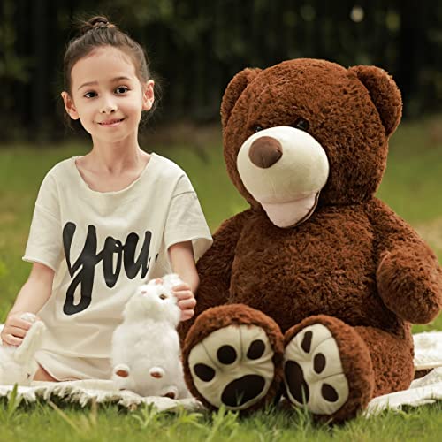 Poutmac Giant Teddy Bear 39 Inches Stuffed Animal Teddy Bear For Girlfriend Plush Toy Dark Brown For Girls Boys Christmas Valentine's Day Birthday Wedding #TOP2