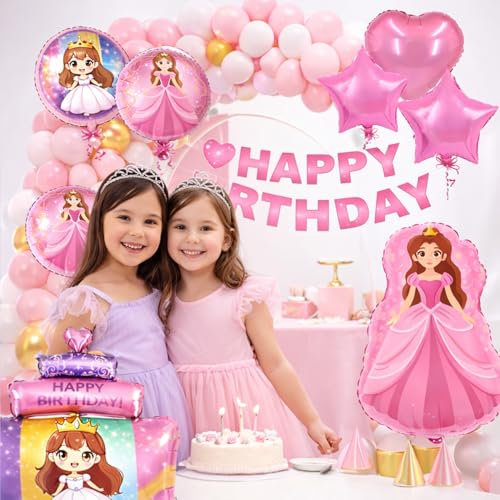 Image of Rozi Decoration Princess Theme Birthday Decoration Kit with Balloon, Princess Foil Balloons for Girls Party - Complete Party Birthday Decoration Set Pack of 63 Pcs