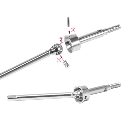 Miniatura 2 de Juego de ejes de eje trasero delantero CVD extendido de acero al carbono +0.197 in y engranaje helicoidal de acero de aleación 24T12T para Traxxas