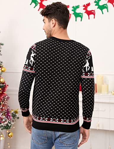 Image of MISSKY Family Christmas Sweater Crew Neck Reindeer Snowflakes Knitted Pullover for Women /Men /Kids