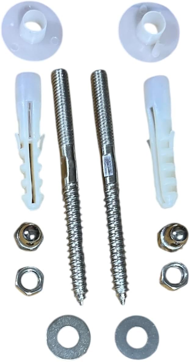 Heavy Duty Basin Fastener Set for Wall Mounting | Steel Basin Fixing Bolt with Nylon Rawl Plug, Nut & Washer | Suitable for Wash Basin, Toilet Pan, Water Heater, Cabinet, TV Mount & Shelves