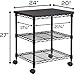 Safco Deskside 3 Tier Rolling Cart Printer Stand, Mobile Utility Table for Home Office with Steel Shelves, Black