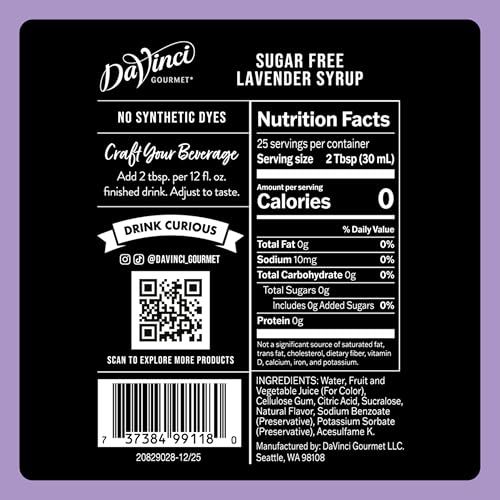Image of DaVinci Gourmet Sugar-Free Lavender Syrup, 25.4 Fluid Ounces (Pack of 1)