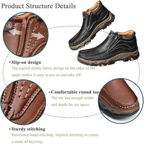Beelovy Shoes for Men,Enjerr Orthopedic Balance Shoes Men for Balance,Classic Outdoor Leather Hiking Shoes Comfortable for Work Office Dress High Top2