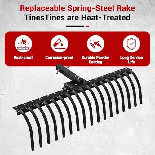 LTSEAME 48 Inch Tow Behind Rake