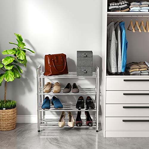image for FANHAO 4-Tier Shoe Rack, 100% Stainless Steel Shoe Storage Organizer, 