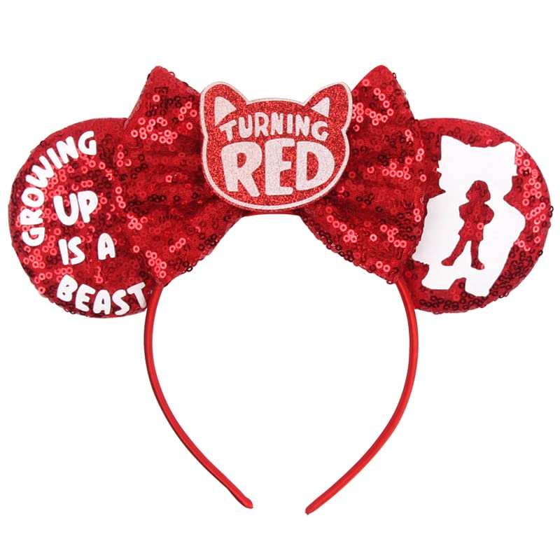 JIAHANG Diadema con orejas de ratón de dibujos animados banda de pelo con lazo de lentejuelas decoración de fiesta para adolescentes niñas y mujeres