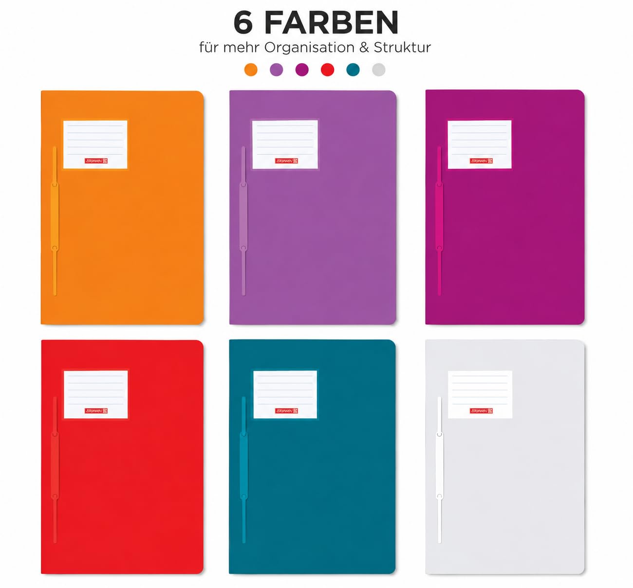 Brunnen | 12 Schnellhefter FACT!pp (A4, aus transluzentem PP, mit Namensschild, mit Einstecktasche innen) (12 Farben)