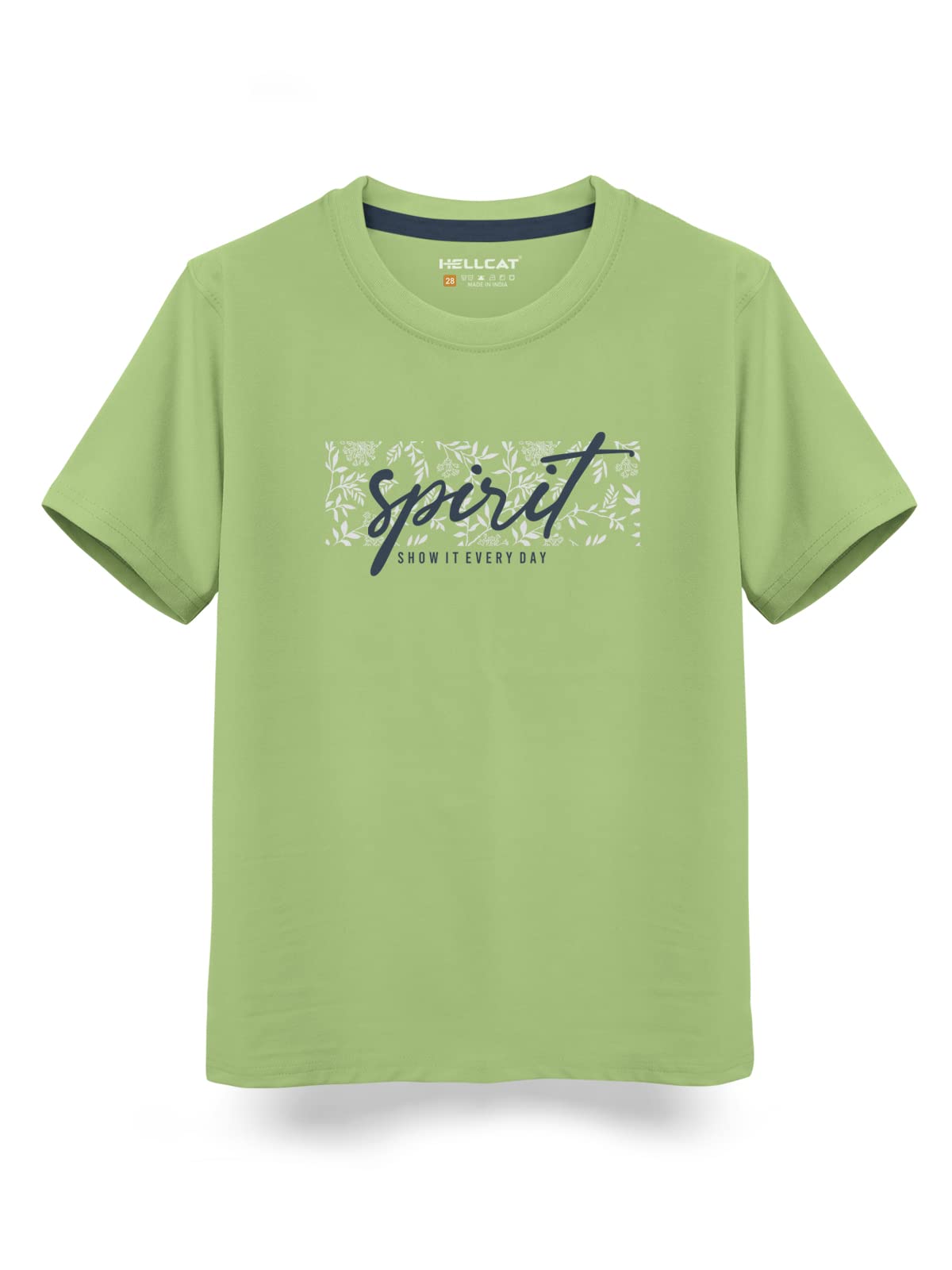 HELLCAT Jade Green Trendy Typographic Printed Cotton Blend Half Sleeve T-Shirt for Boys