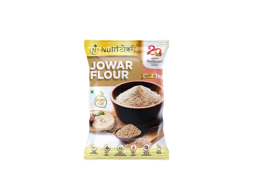 NUTRI TOKRI Organic Jowar Flour 1 Kg x Pack of 1 | Soft Fluffy Rotis, Fresh High Fibre Jowar Flour | Gluten-Free Jowar Atta, Sorghum Flour, Millet Flour | Chakki Ground Jowari Atta, Jonna Atta - 1 kg (B0C6DXP59V) Amazon Price History, Amazon Price Tracker