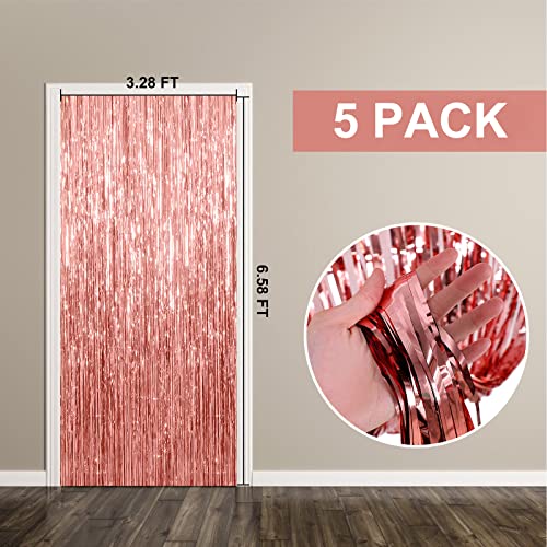 Set de 5 Cortinas de Flecos Metalizados en Oro Rosa para Decoración miniatura 7