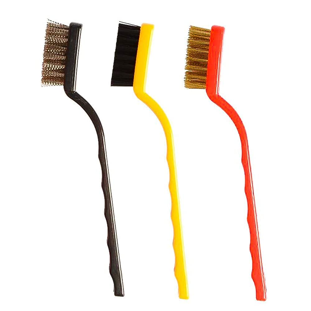Mini Wire Brush Set Steel Brass Nylon Cleaning Polishing 7 inch 3PC Multicolor (B07YY5QM78) Amazon Price History, Amazon Price Tracker