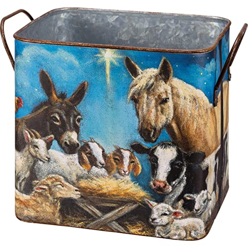 Primitives-By-Kathy-113562-Nativity-Bin-Set-of-2-925-Inch-Multicolor Primitives By Kathy 113562 Nativity Bin Set of 2 925 Inch Multicolor