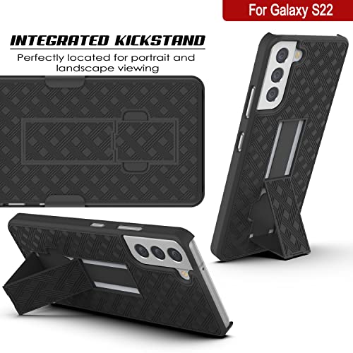 PunkCase Galaxy S22 Holster Belt Clip Case W/Screen Protector & Built-in Kickstand, Black - Image 4
