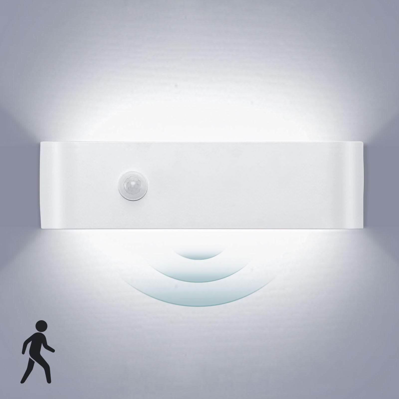 Lightess LED Wandleuchte Innen mit Bewegungsmelder Wandlampe Weiss Up Down Licht Wandbeleuchtung Kaltweiss Treppenhuas Beleuchtung 16W IP44 Flurlampen für Wohnzimmer Schlafzimmer Flur aus Aluminium