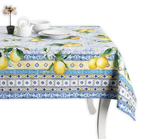 Maison d' Hermine Tablecloth 100% Cotton for Kitchen Dinning Tabletop Decoration Parties Weddings Citrus - Spring/Summer (Rectangle, 140 cm x 230 cm)